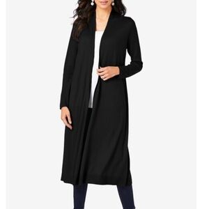 Isaac liev‎ Black open front cardigan trench Size medium